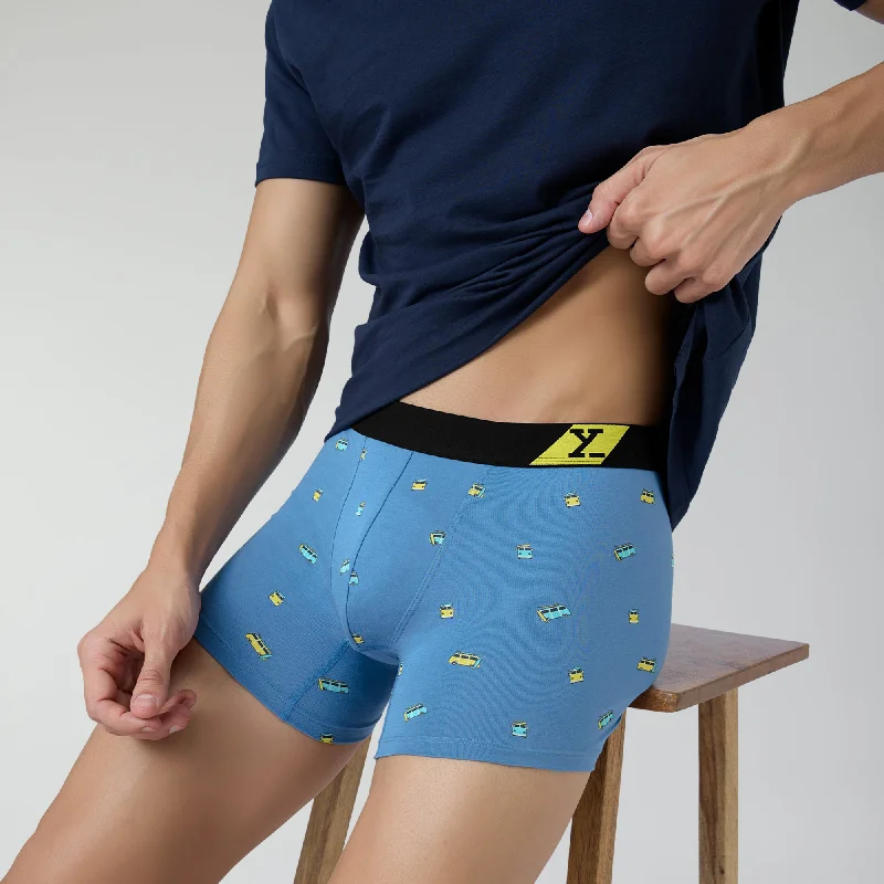Weekend Savings Spectacular Splash Cotton Stretch Trunks Bus Blue