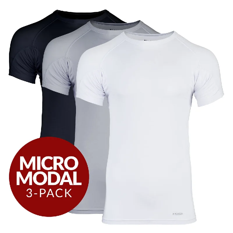 Limited Time Offer Crew Neck Micro Modal Sweat Proof Undershirt For Men - Mix 3-Pack (1x White, Black, Grey) Limited Time Offer Crew Neck Micro Modal Sweat Proof Undershirt For Men - Mix 3-Pack (1x White, Black, Grey)