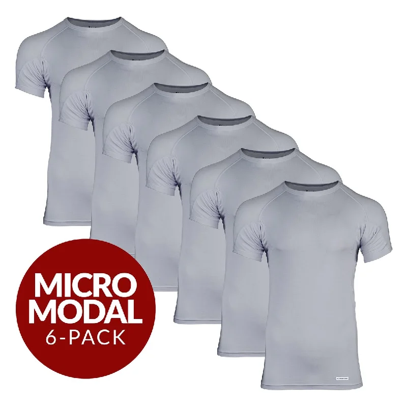 Weekend Deal Crew Neck Micro Modal Sweat Proof Undershirt For Men - Grey 6-Pack
