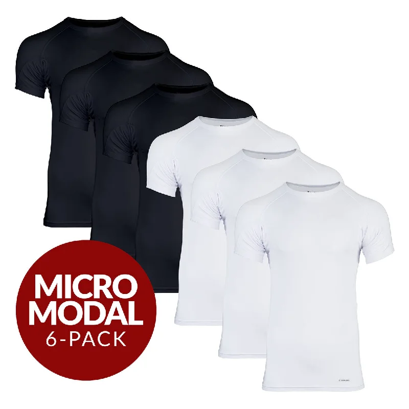 Unmissable Offer Crew Neck Micro Modal Sweat Proof Undershirt For Men - Mix 6-Pack (3x White, Black) Unmissable Offer Crew Neck Micro Modal Sweat Proof Undershirt For Men - Mix 6-Pack (3x White, Black)