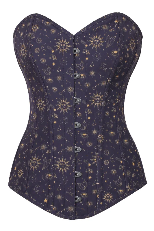 Super Bargain Mystic Galaxy Indigo And Gold Longline Overbust Corset