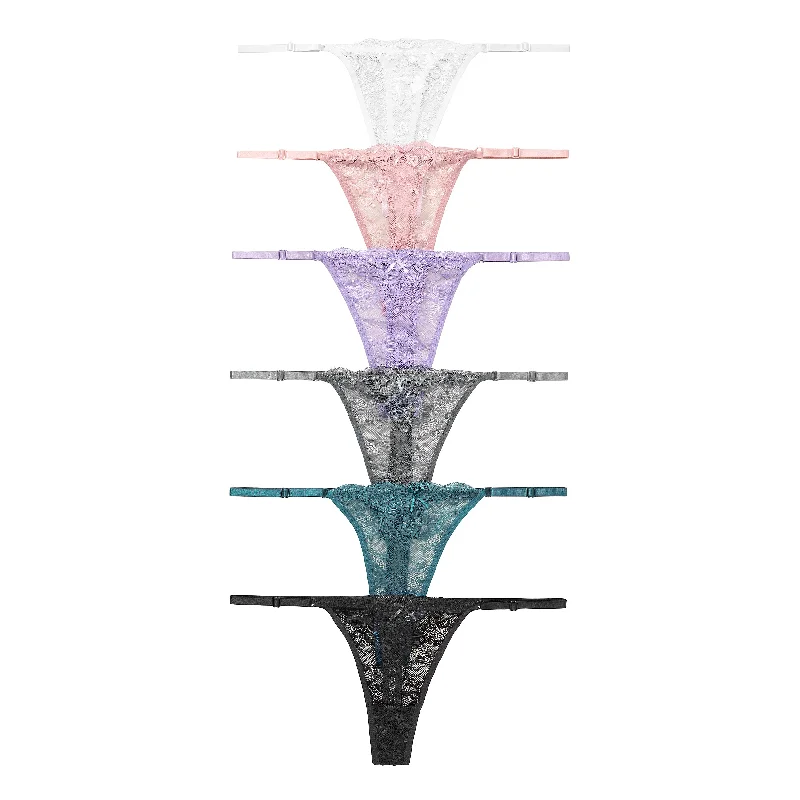 New Deal Nabtos Floral Lace Thongs For women String Adjustable Womens Lace Thongs Low Rise Women Underwear Sexy Lace Lingerie Panties for Women Pack 6 New Deal Nabtos Floral Lace Thongs For women String Adjustable Womens Lace Thongs Low Rise Women Underwear Sexy Lace Lingerie Panties for Women Pack 6