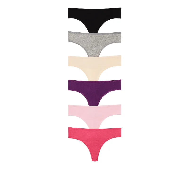 Online Exclusive Nabtos Women's Cotton Thong Underwear Panties (Pack of 6)