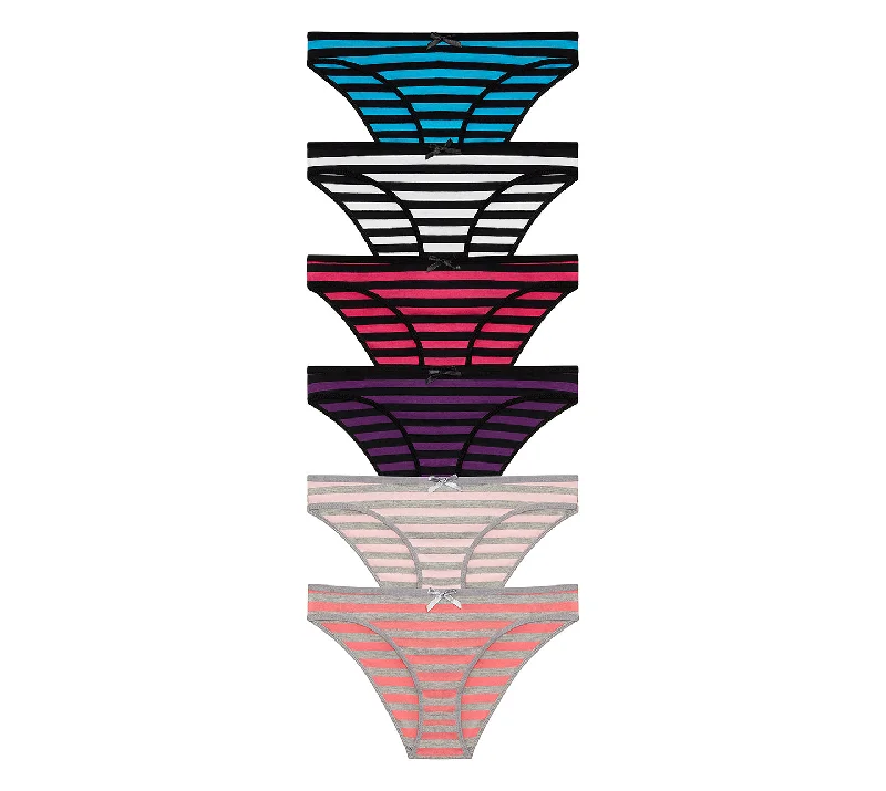 New Arrival Nabtos Women's Cotton Underwear Bikini Stripes Panties (Pack of 6)