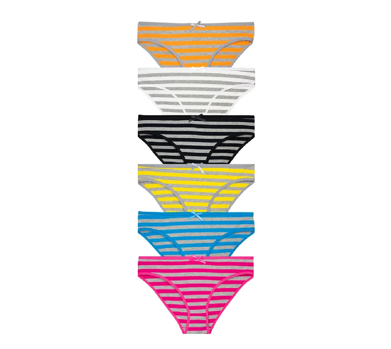 Amazing Value Nabtos Women's Cotton Underwear Orange Bikini Stripes Panties (Pack of 6)