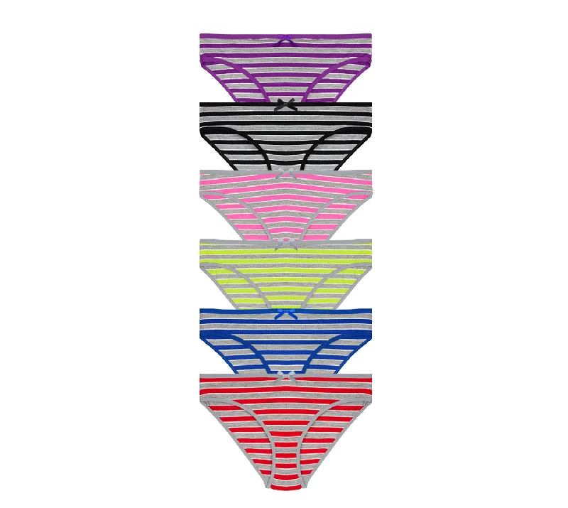 Massive Savings Nabtos Women's Cotton Underwear Red Bikini Stripes Panties (Pack of 6)