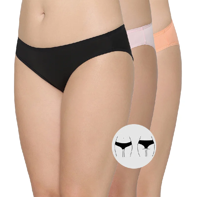 Referral Discount Nylon Low Waist Medium Coverage Everyday Wear Pack of 3 Bikini Panty