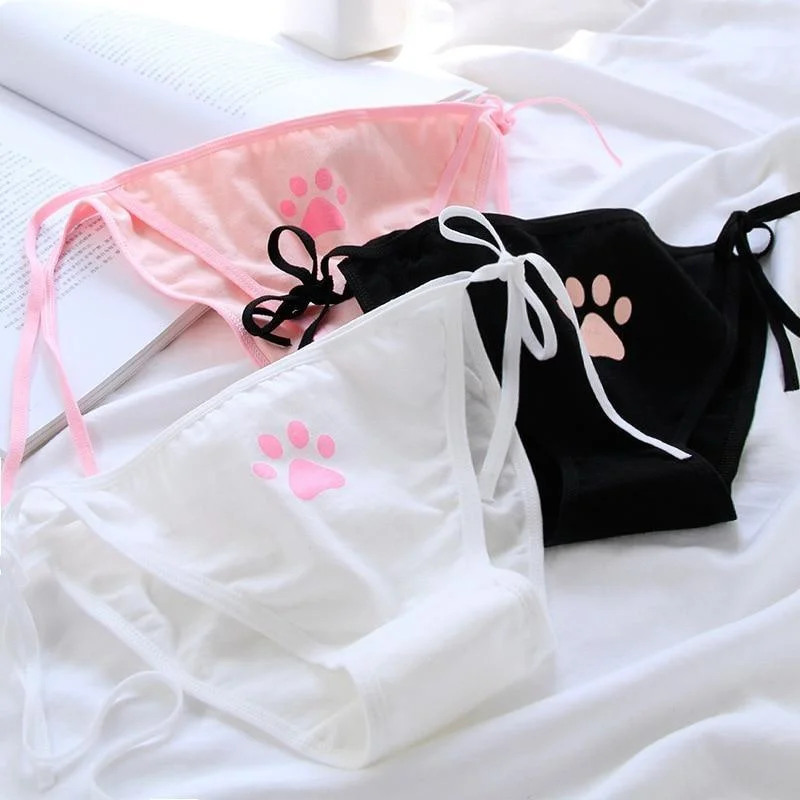 Great Deals Paw Print Tie-Up Panties