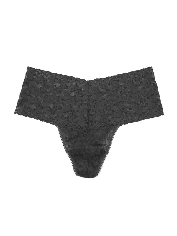 Take Advantage Plus Size Retro Lace Thong Granite Grey