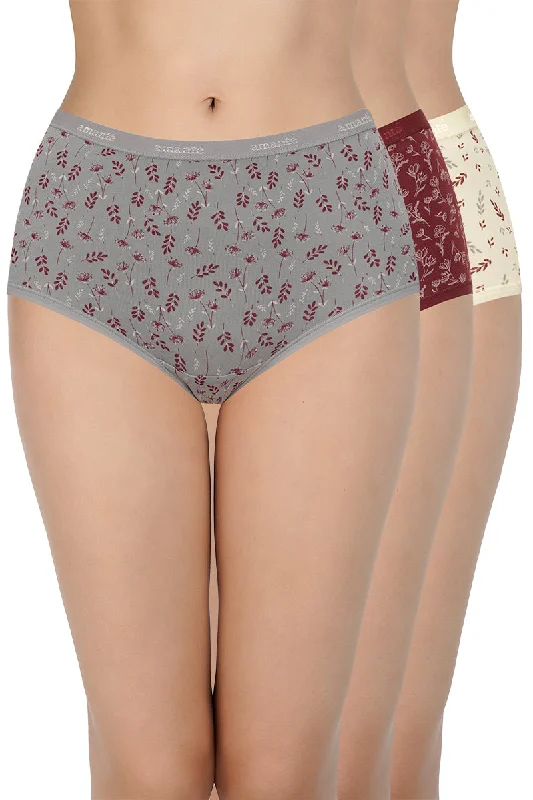 Weekend Bargains to Relish Printed High Rise Full Briefs (Pack of 3)