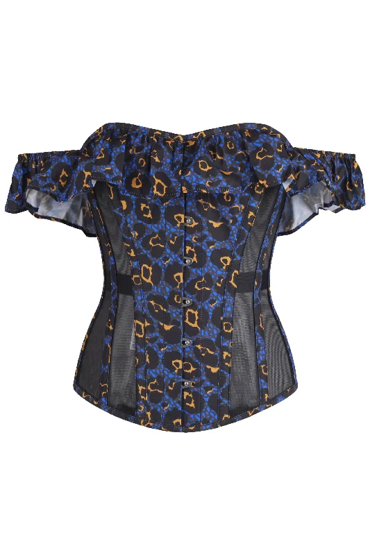 Weekend Savings Fiesta Purple Leopard Print Cotton Overbust With Mesh Panels And Sleeves