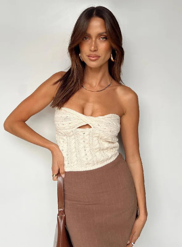 Midnight Madness Chels Strapless Knit Top Cream