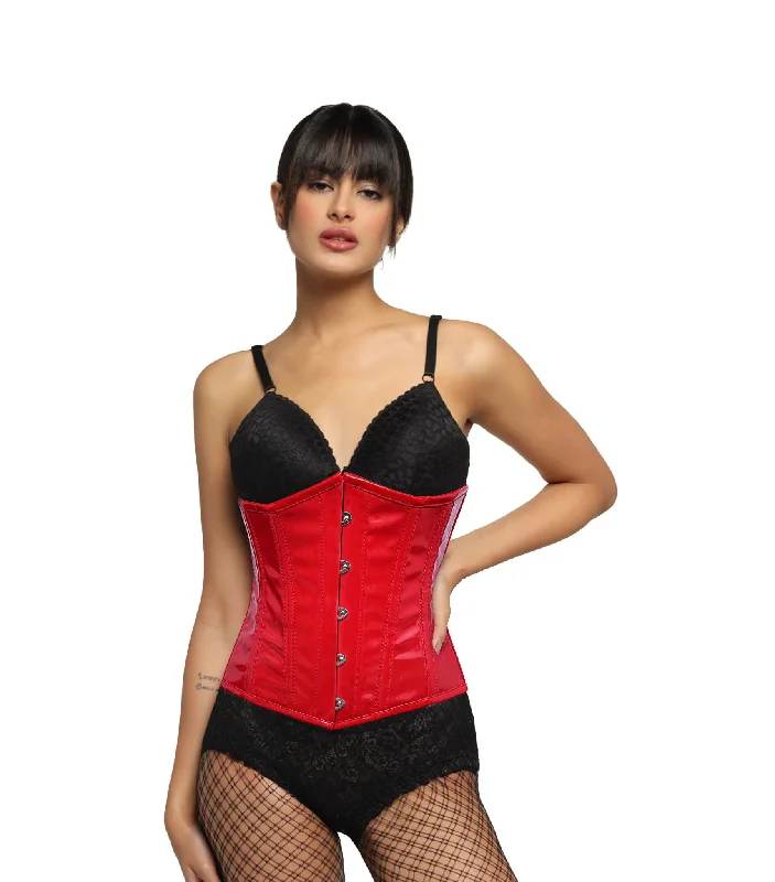 Savings Event Red Pvc  Steel Boned Waist Reducing Underbust Corset