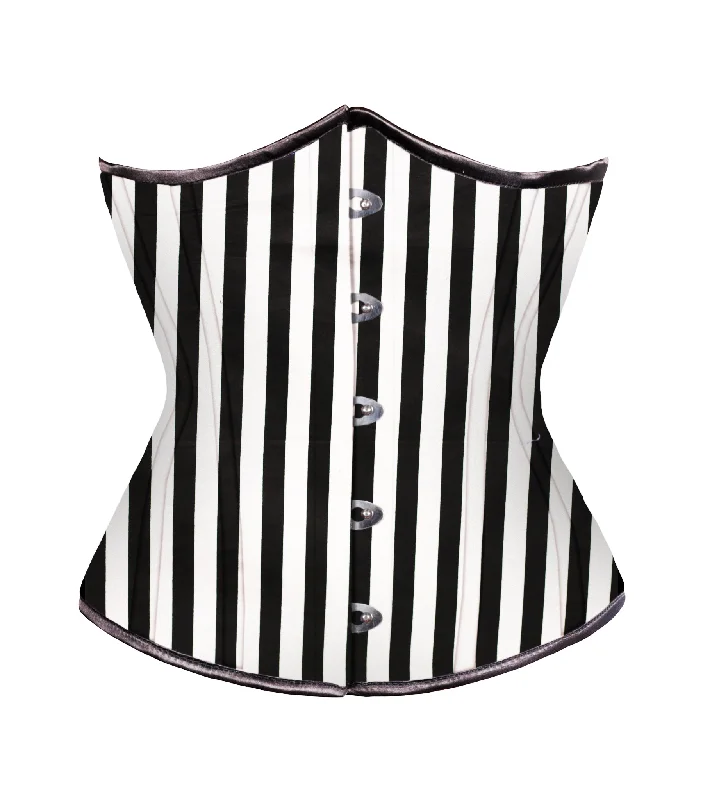 Weekend Savings Spectacle Black White Strip waist reducing  underbust corset