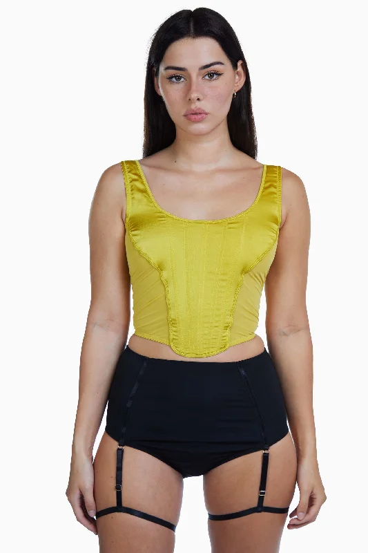 Super Savings Bobbi Panelled Basque Mustard