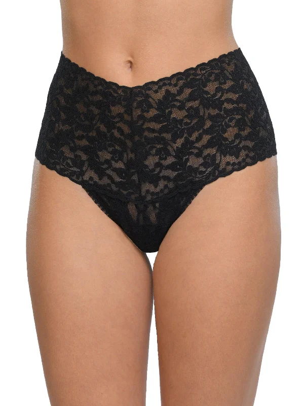 Weekend Discounts to Delight Retro Lace Thong Black