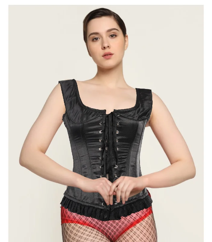 Weekend Bargains to Cherish Royal Black Satin Corset -  Wholesale