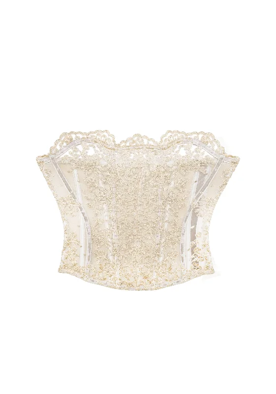 Weekend Bargains to Sizzle Royal Jewel Strapless Bustier in Cream Gold