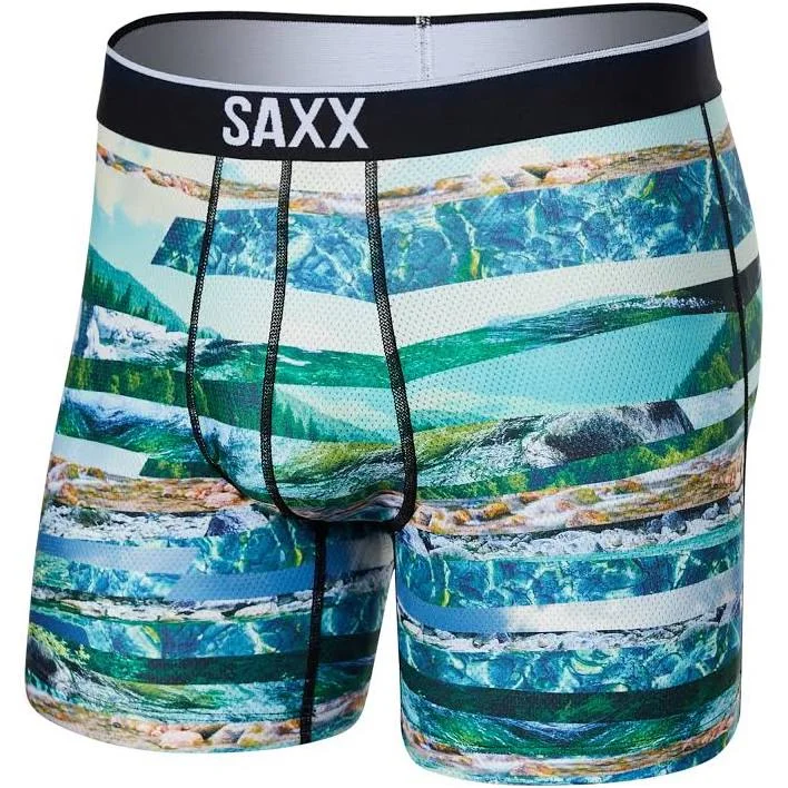 Super Savings SAXX VOLT BREATHABLE MESH Boxer Brief / River Run Stripe- Multi