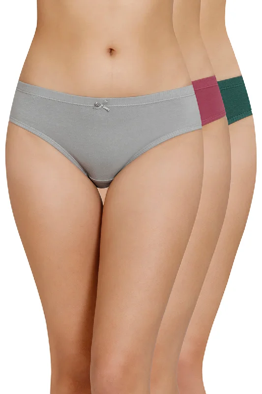 Epic Value Inner Elastic Solid Mid Rise Bikini Panty (Pack of 3)