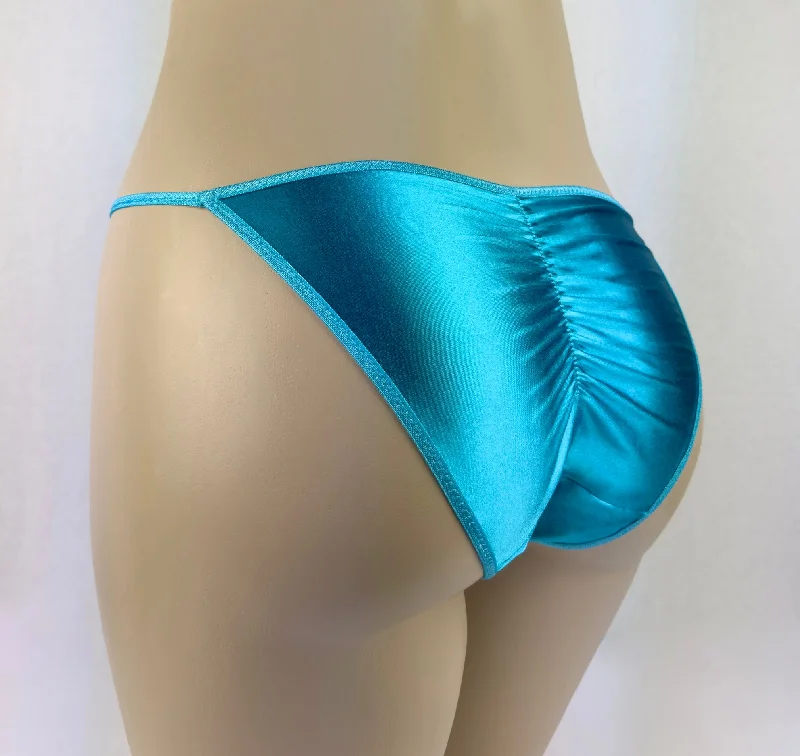 Year-End Clearance Satin String Bikini Scrunch-Butt 3/4 Ruched
