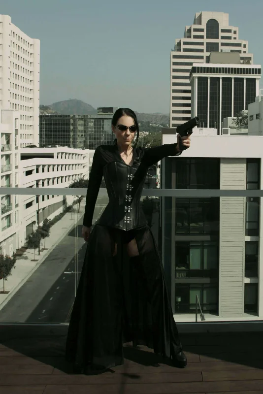 Don't Wait The Matrix Black Leather Corset