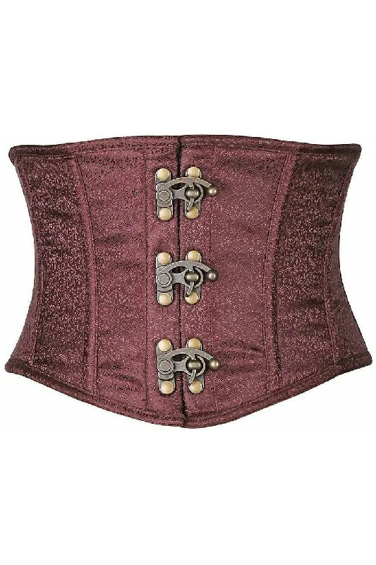 Weekend Deals That Sizzle Top Drawer Brown Brocade Steel Boned Mini Cincher w/Clasps