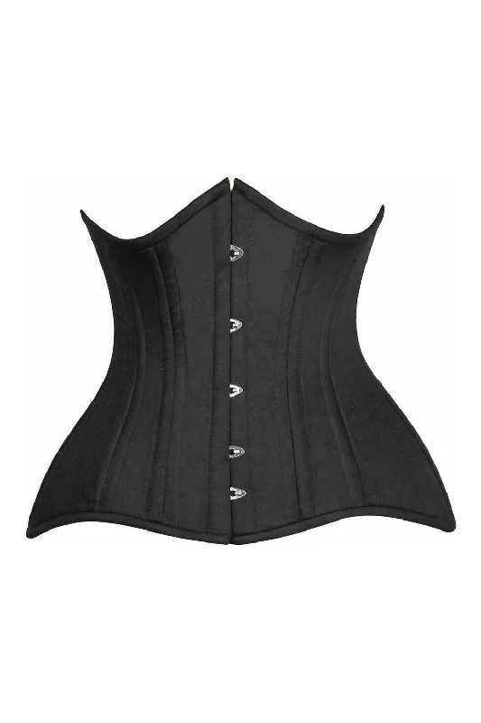 Mega Sale Top Drawer CURVY Black Cotton Double Steel Boned Underbust Waist Cincher Corset
