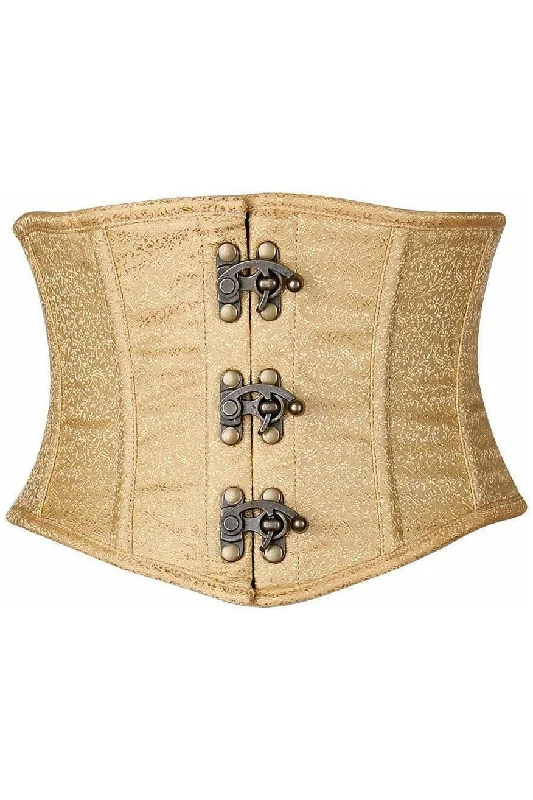 Best Bargains Top Drawer Gold Brocade Steel Boned Mini Cincher w/Clasps