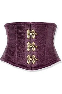 Final Markdown Top Drawer Plum Brocade Steel Boned Mini Cincher w/Clasps