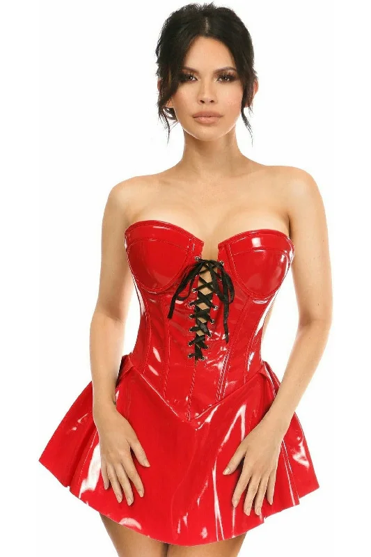 Limited Time Offer Top Drawer Red Patent Steel Boned Corseted Dress
