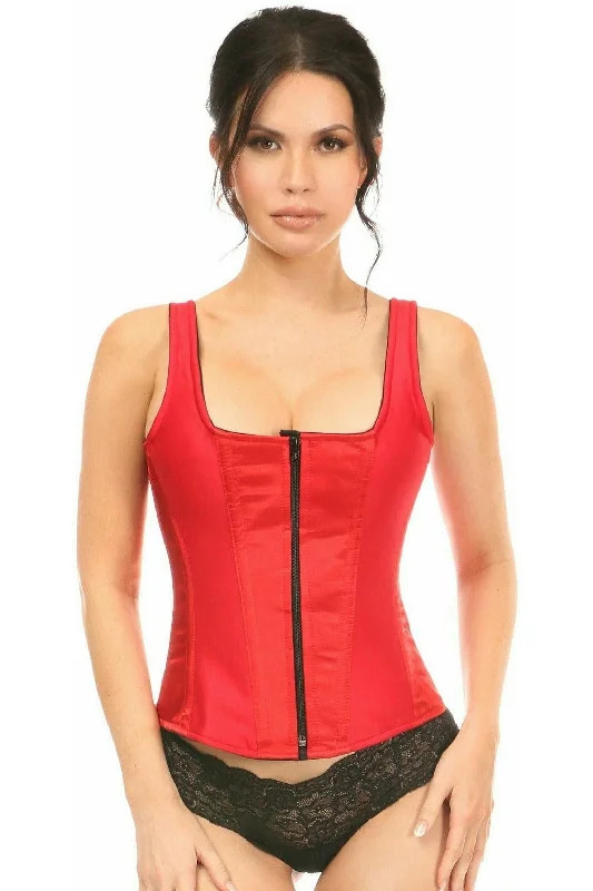 Weekend Deals That Spark Top Drawer Red Satin Steel Boned Corset w/Straps
