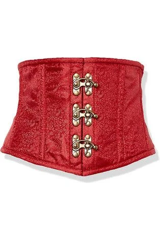 Exclusive Savings Top Drawer Wine Brocade Steel Boned Mini Cincher w/Clasps