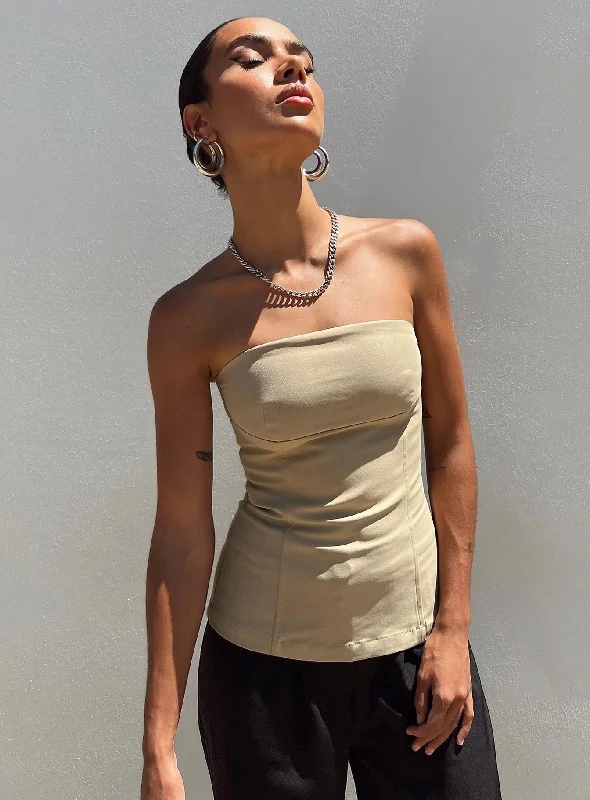 Price Rollback Wesanders Strapless Top Camel