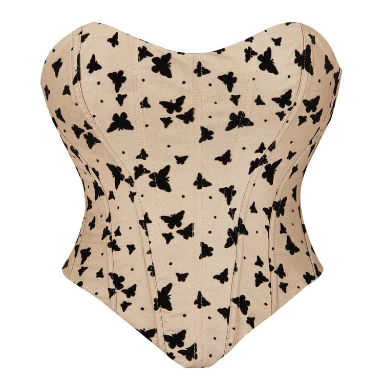 Take Action Women's Gothic Butterfly Printed Overbust Corset