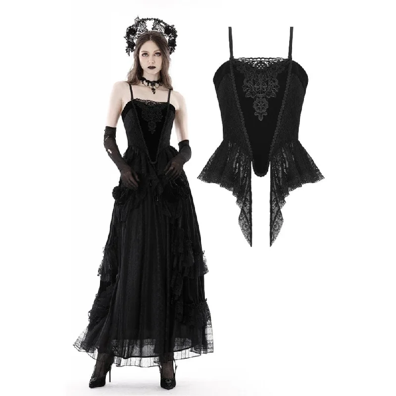 Midnight Sale Women's Gothic Floral Embroidered Velvet Bustier