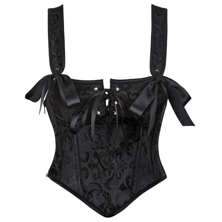 Closeout Women's Gothic Floral Jacquard Shoulder Straps Overbust Corset