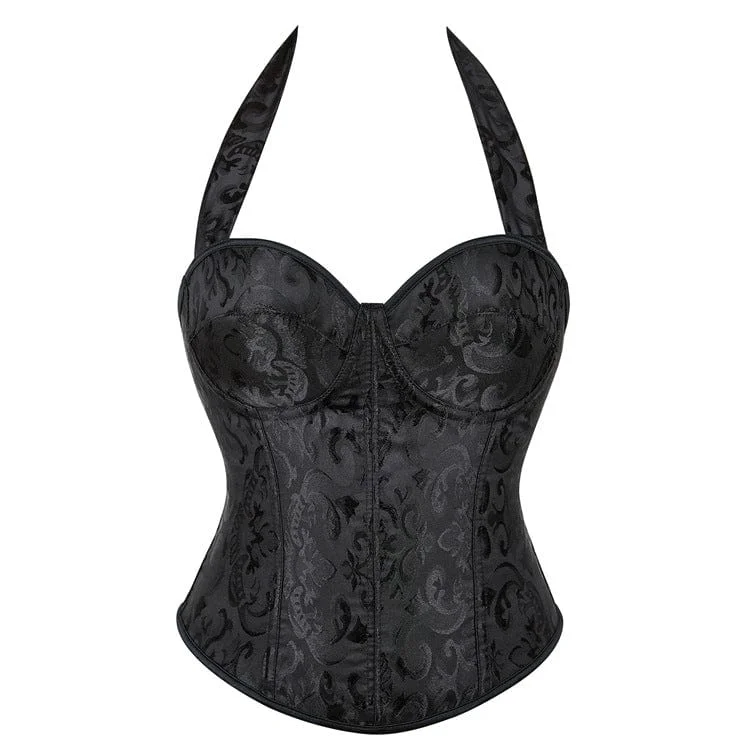 Weekend Offers That Excite Women's Gothic Strappy Halterneck Overbust Corset