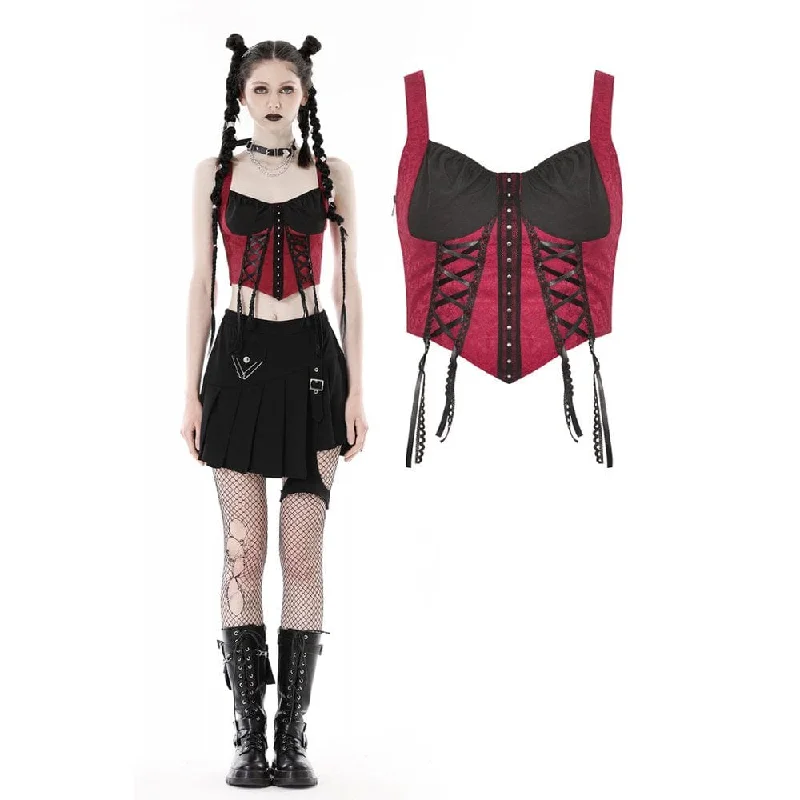 Act Now Women's Grunge Strappy Double Color Bustier