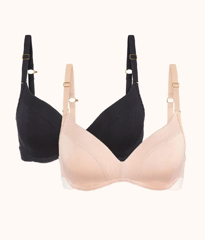 Mega Deal All-Day No-Wire Push-Up Bra Bundle: Jet Black/Toasted Almond