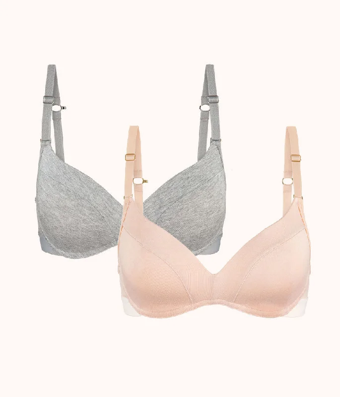 Buy Now All-Day No-Wire Push-Up Bra Bundle: Toasted Almond/Heather Gray