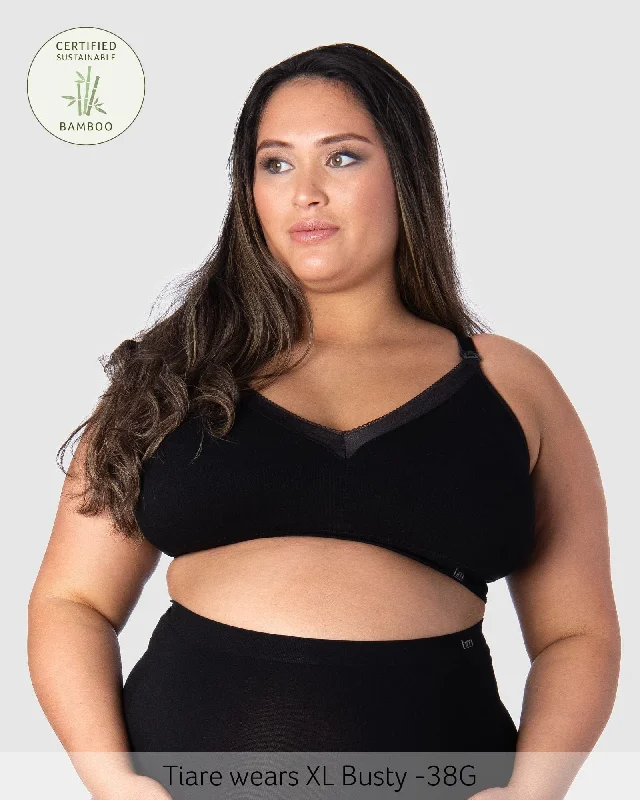 Bargain Prices Caress Bamboo Nursing Bra- Black Busty