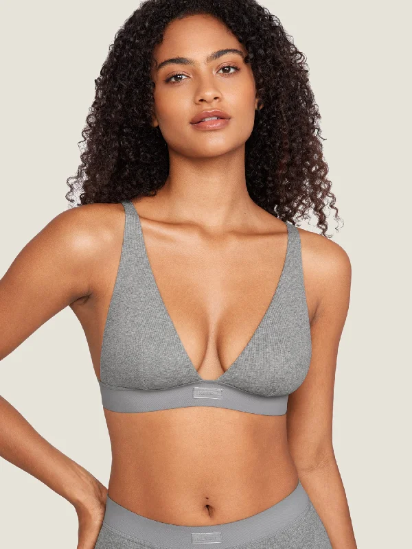 Early Access Cotton Ribbed Plunge Bralette