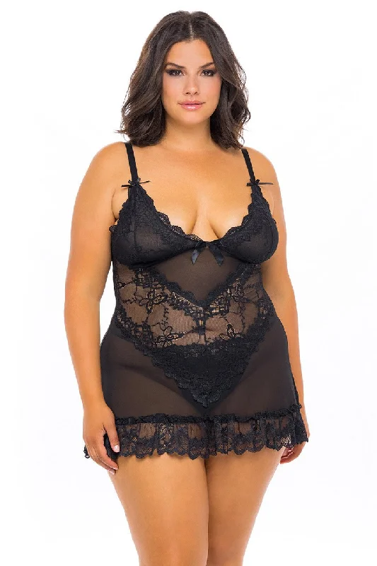Low Cost Curvy Valentine Sheer Babydoll