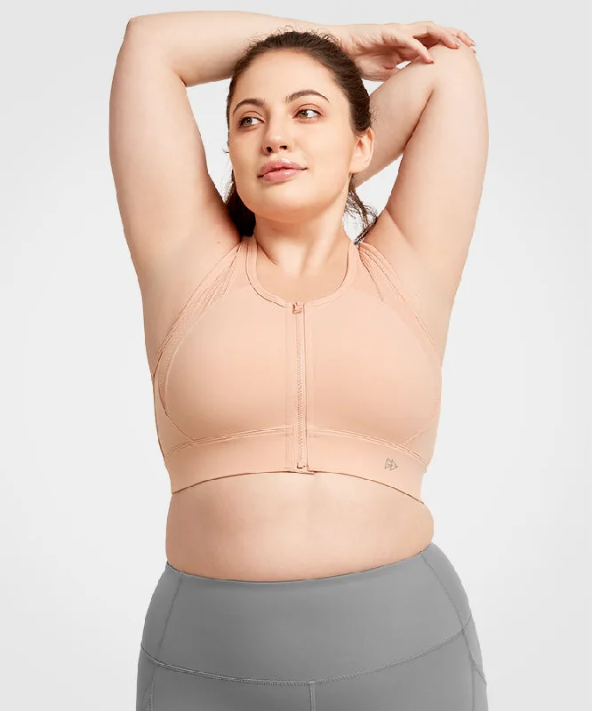 Today Only Echo Jacquard Perforated Zip Front Padded Running Bra | Women's High Support Sports Bra Today Only Echo Jacquard Perforated Zip Front Padded Running Bra | Women's High Support Sports Bra