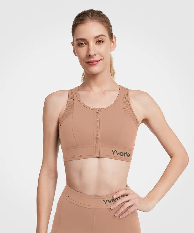 Today’s Special Echo Logo Mesh Zip Front Padded Running Bra | Women's High Support Sports Bra Today’s Special Echo Logo Mesh Zip Front Padded Running Bra | Women's High Support Sports Bra
