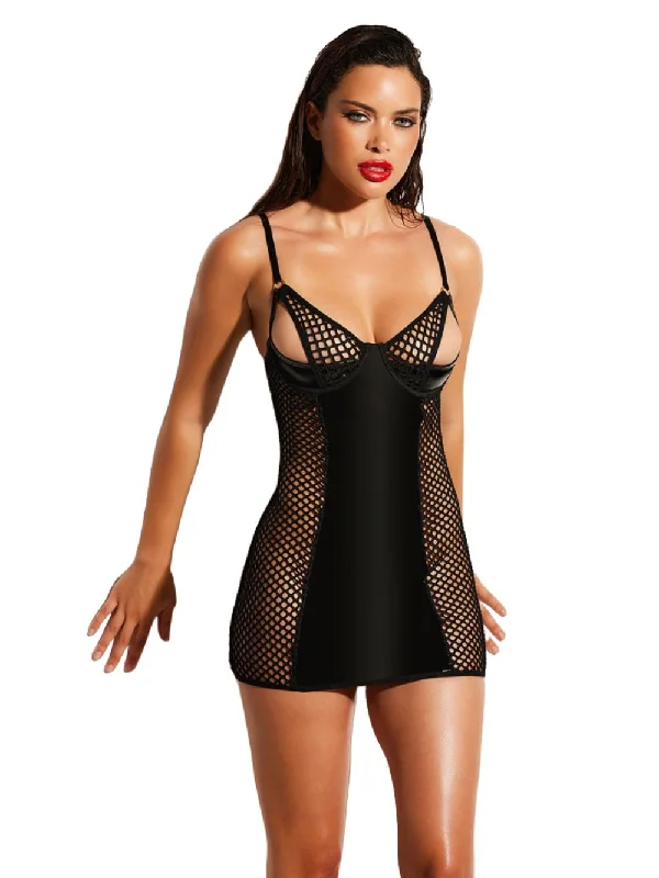 One-DAY Sale Fetish Frisky Fishnet Peek-A-Boo Babydoll Dress