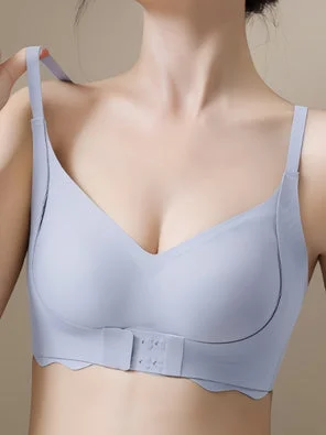 Weekend Savings Fiesta Front Closure Deep V-neck Seamless Push-up Bra Skyblue