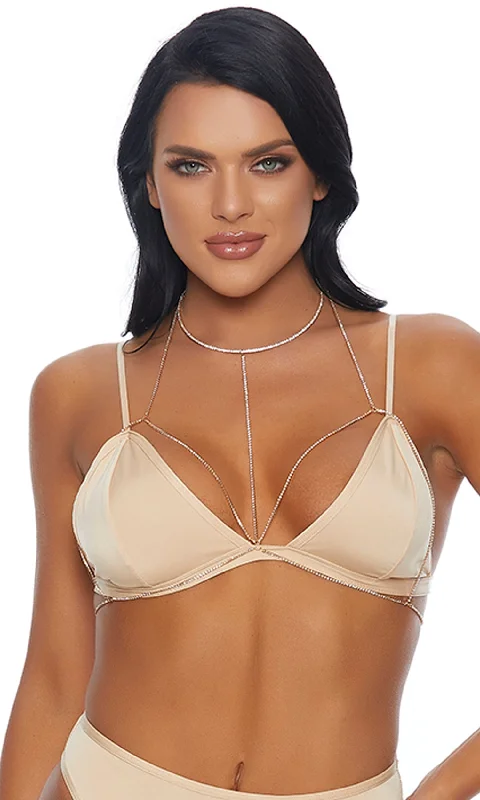 Weekend Savings Delight Gold Diamonds Dancing Rhinestone Bra