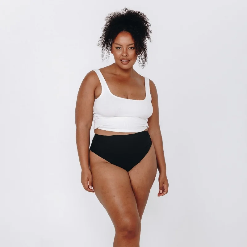 TIME-Limited Offer High-Rise Thong - Seamless Cotton - Black